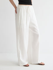 Mid-Rise Wide-Leg Linen Pant