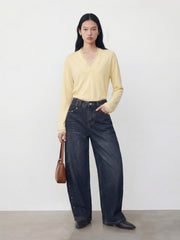 Lace-Trimmed V-Neck Top