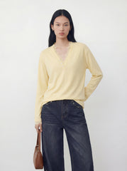 Lace-Trimmed V-Neck Top