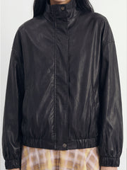 Stand-Collar Drawstring Jacket
