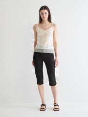 Lace-Trimmed Suede Camisole Top
