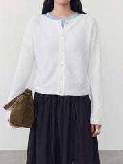 Boat-Neck Knit Cardigan