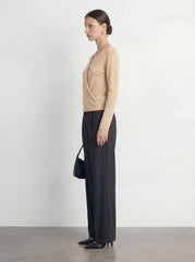 Pinstripe High-Rise Straight Leg Pant