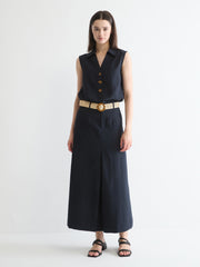 Lyocell A-Line Midi Skirt