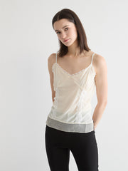 Lace-Trimmed Suede Camisole Top