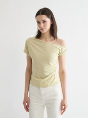 Ruched Boat Neck Top