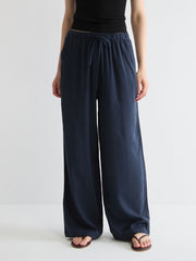 Mid-Rise Wide-Leg Linen Pant
