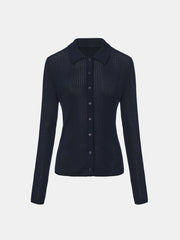 Polo Collar Knit Cardigan