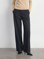 Pinstripe High-Rise Straight Leg Pant