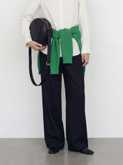 Foldover Waistband High-Rise Straight Leg Pant