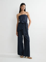 Denim-Effect Wide-Leg Pant