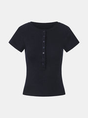 Ribbed Cotton T-Shirt