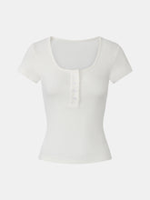 Ribbed Cotton Scoopneck T-Shirt