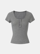 Ribbed Cotton Scoopneck T-Shirt