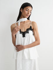 Lace-Trimmed Polka Dot Camisole