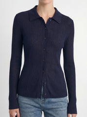 Polo Collar Knit Cardigan