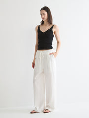 Mid-Rise Wide-Leg Linen Pant