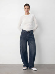 Rivet Barrel-Leg Jeans