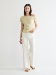 Ruched Boat Neck Top