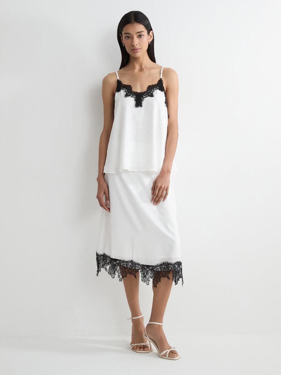 Lace-Trimmed Polka Dot Camisole