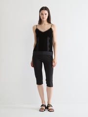 Lace-Trimmed Suede Camisole Top