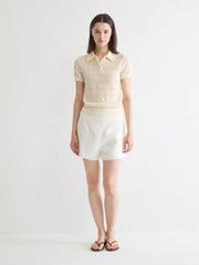 Open Knit Polo Sweater