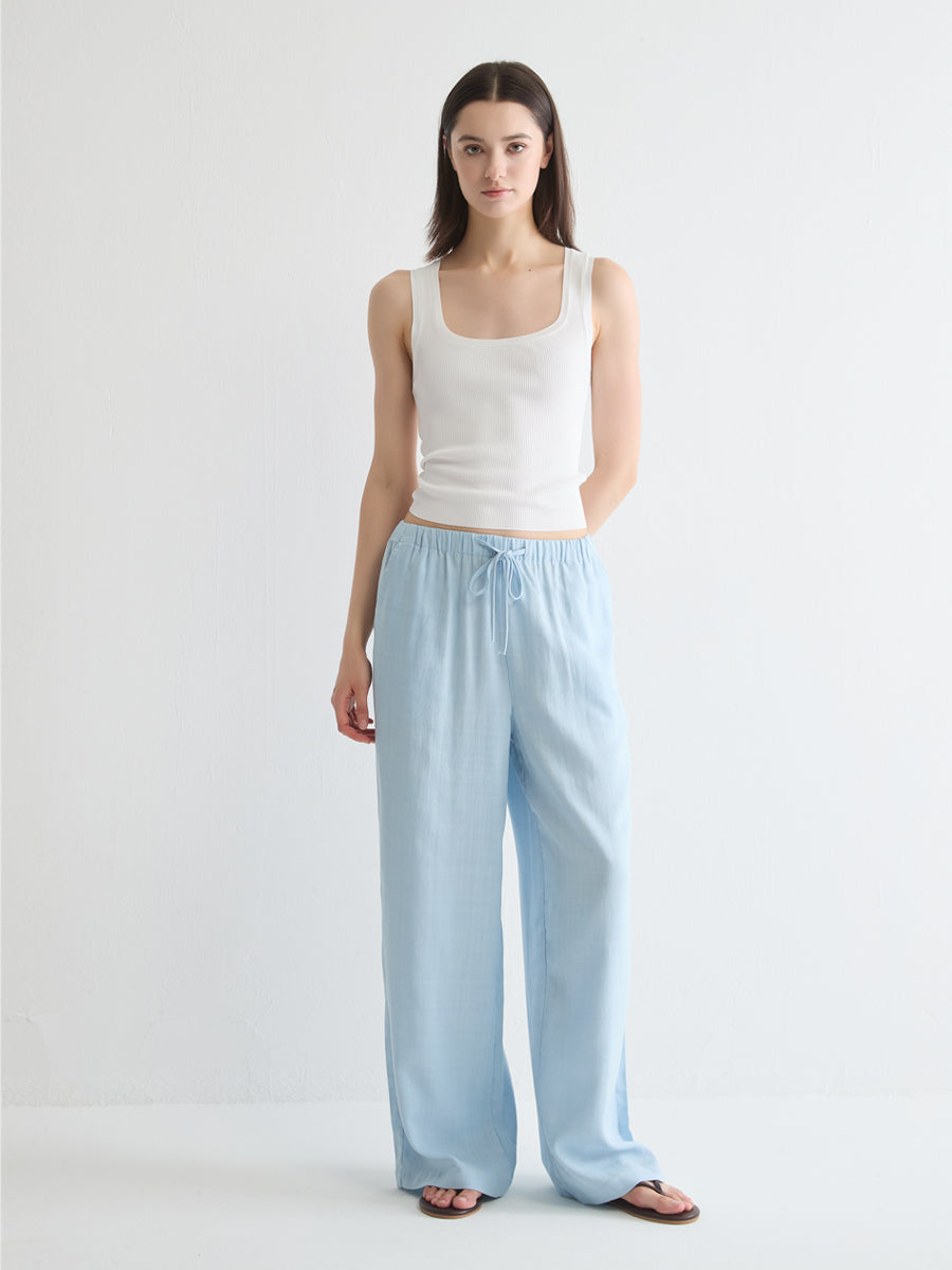 Mid-Rise Wide-Leg Linen Pant