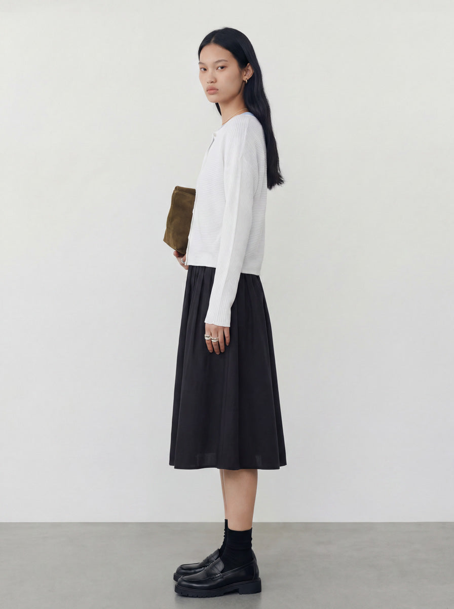 Boat-Neck Knit Cardigan
