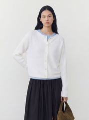Boat-Neck Knit Cardigan