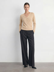 Pinstripe High-Rise Straight Leg Pant