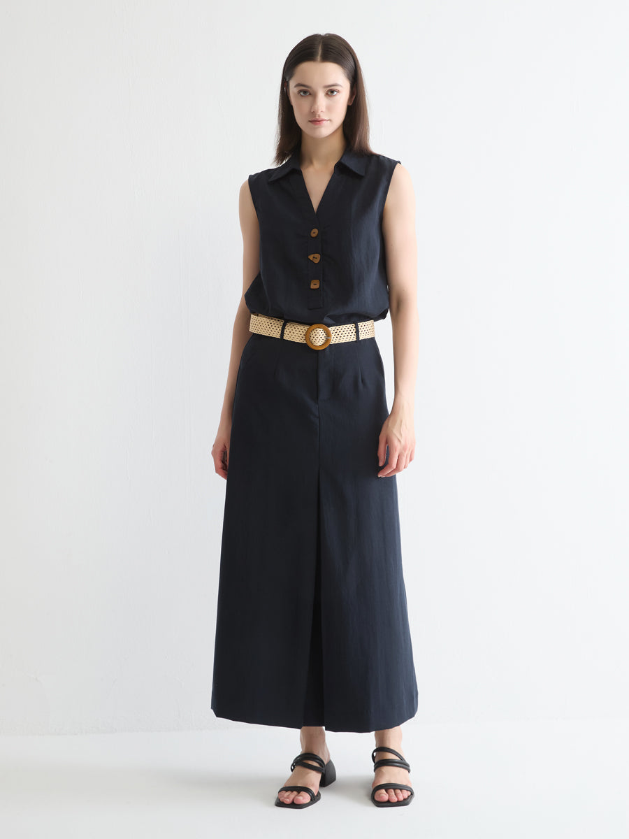 Lyocell A-Line Midi Skirt