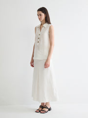 Sleeveless Collared Popover Top