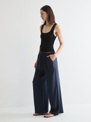Mid-Rise Wide-Leg Linen Pant