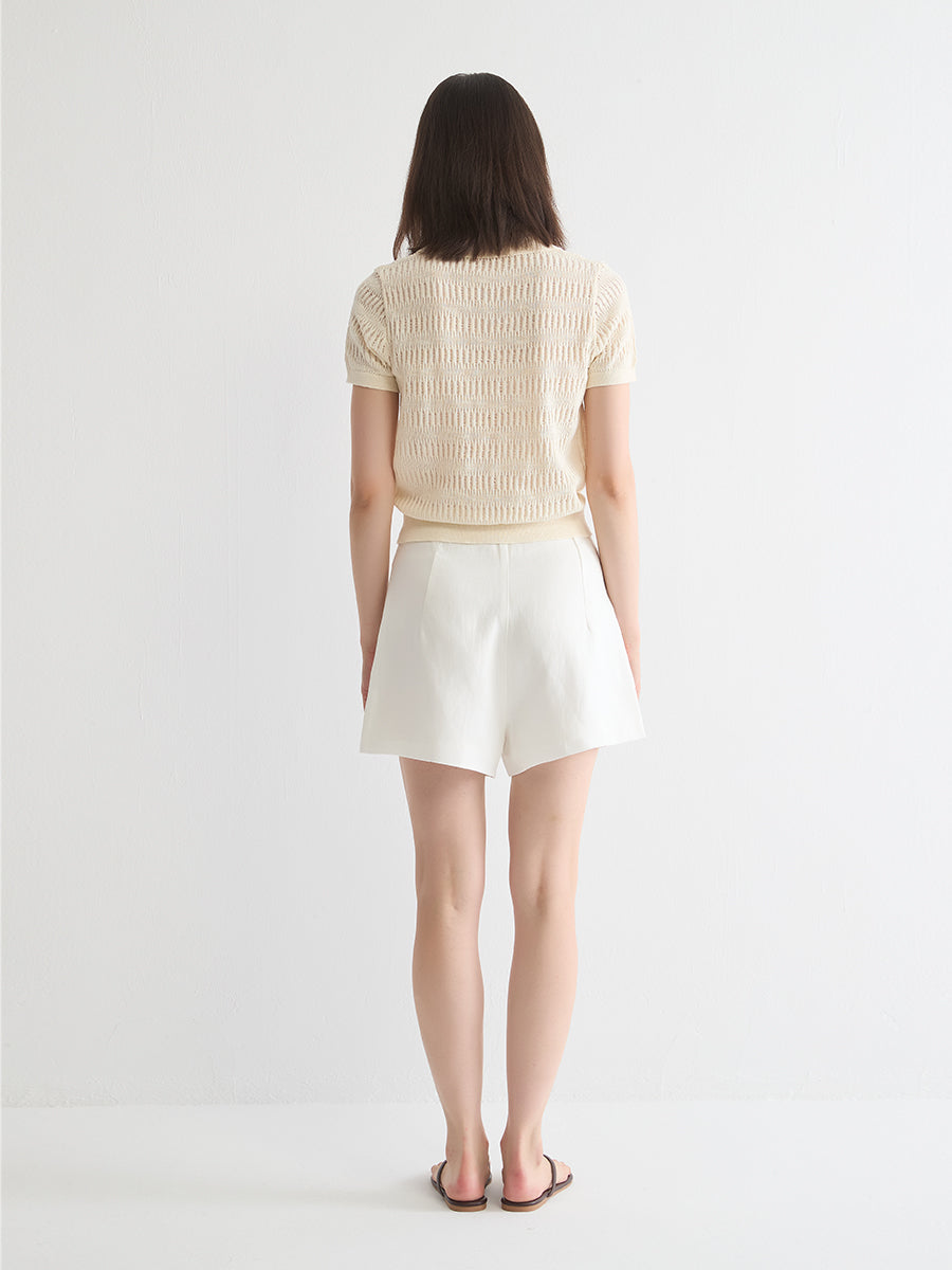 Open Knit Polo Sweater