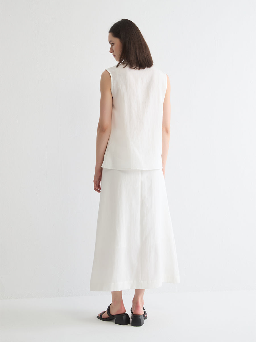 Sleeveless Collared Popover Top
