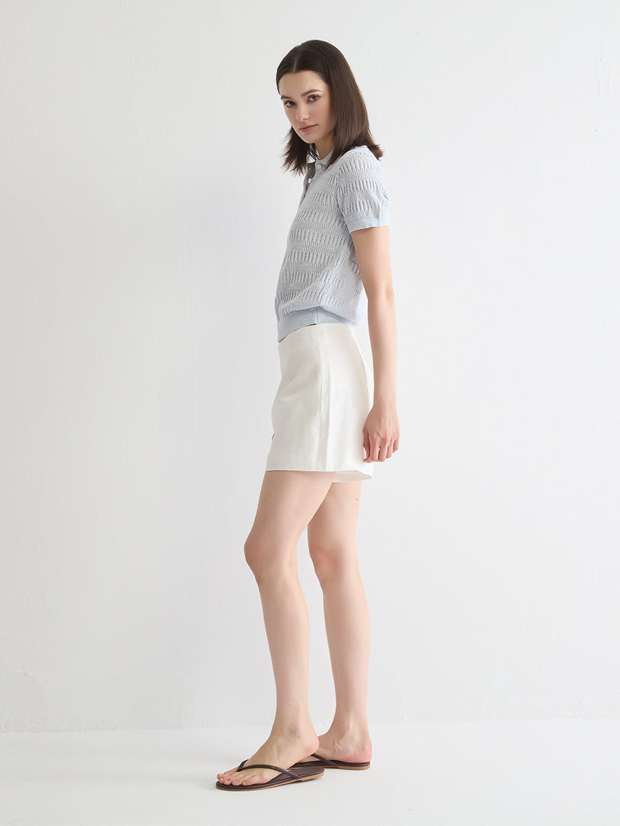 Open Knit Polo Sweater