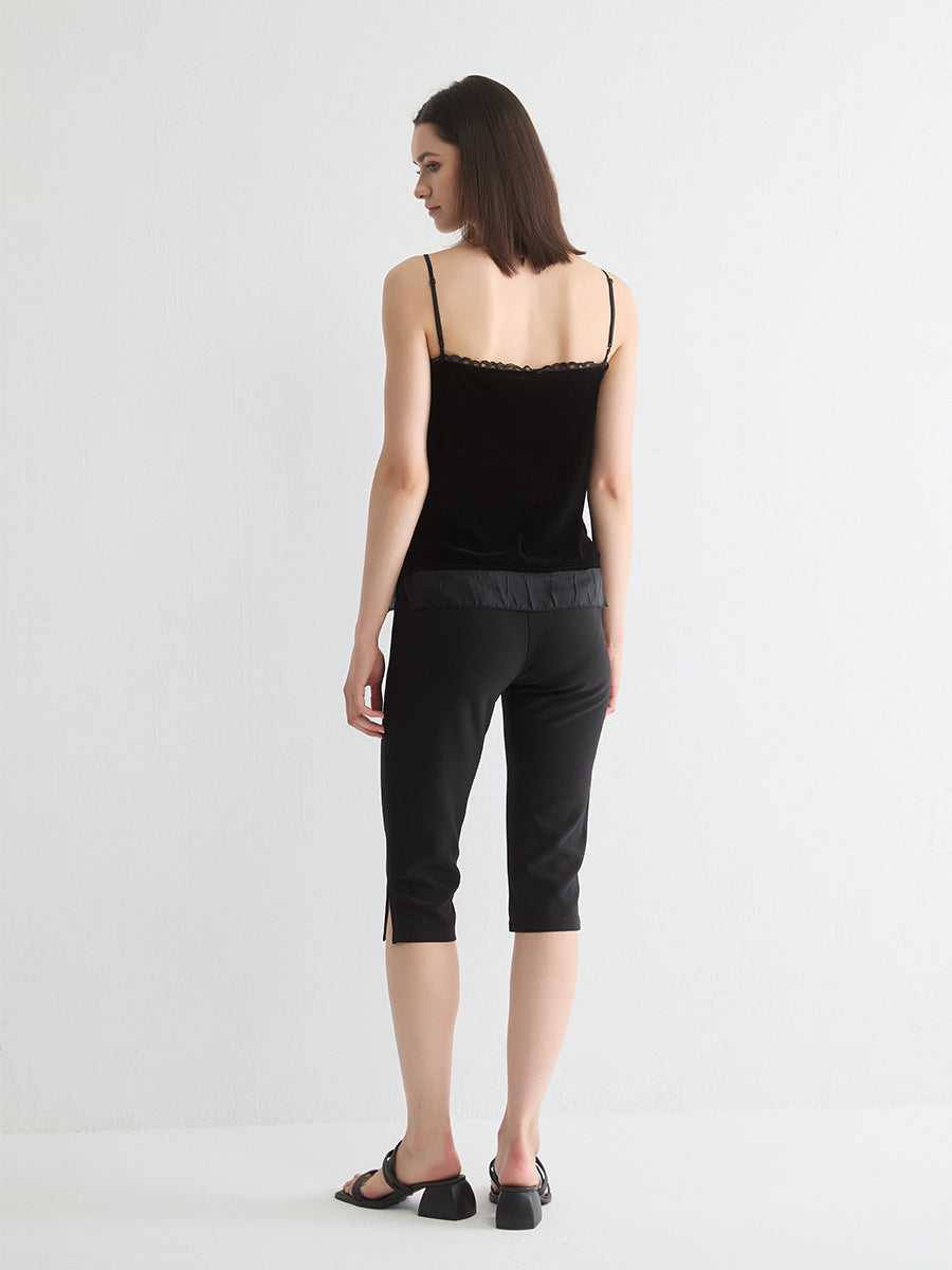 Lace-Trimmed Suede Camisole Top