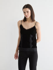 Lace-Trimmed Suede Camisole Top