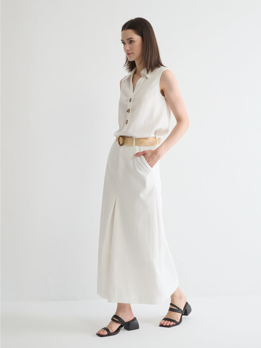 Lyocell A-Line Midi Skirt