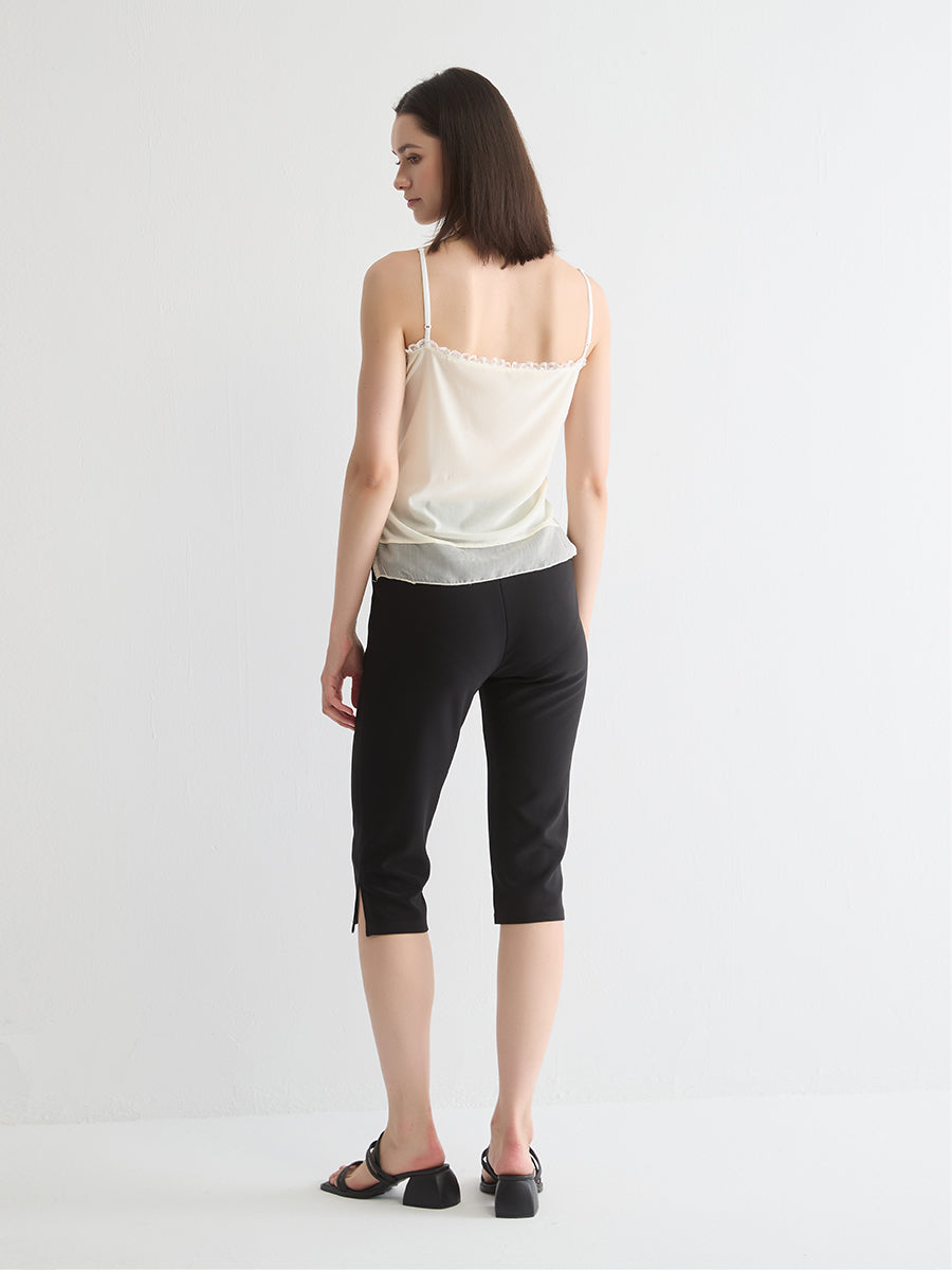 Lace-Trimmed Suede Camisole Top