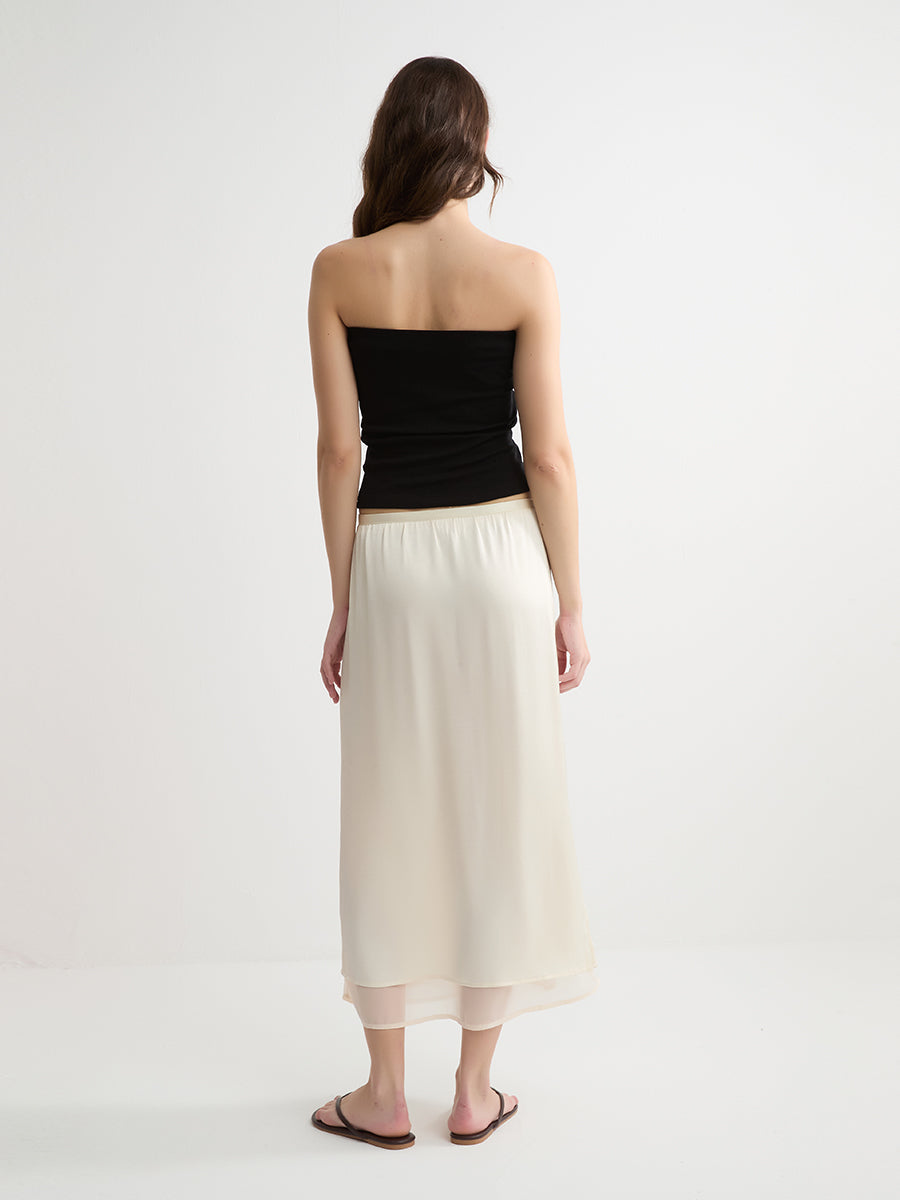 Sheer Overlay Maxi Skirt
