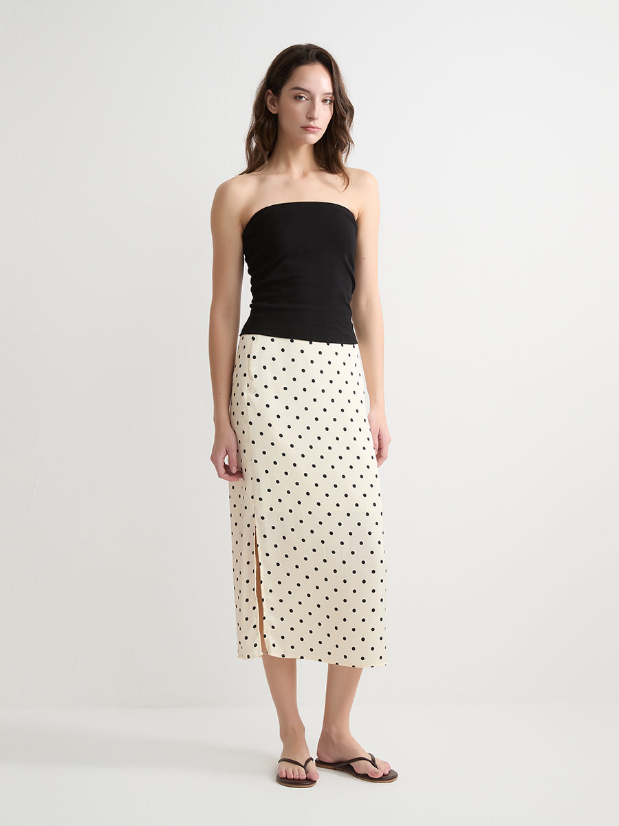 Polka Dot Midi Pencil Skirt