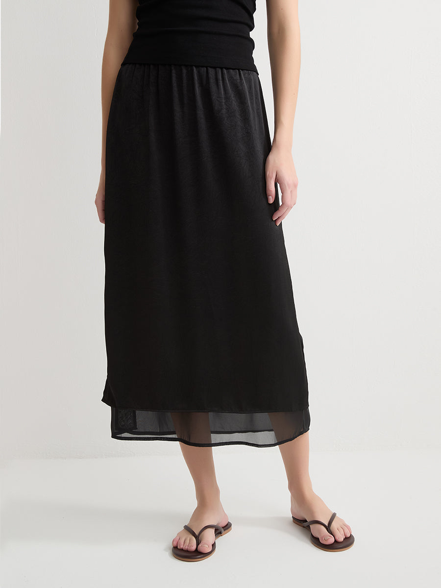 Sheer Overlay Maxi Skirt