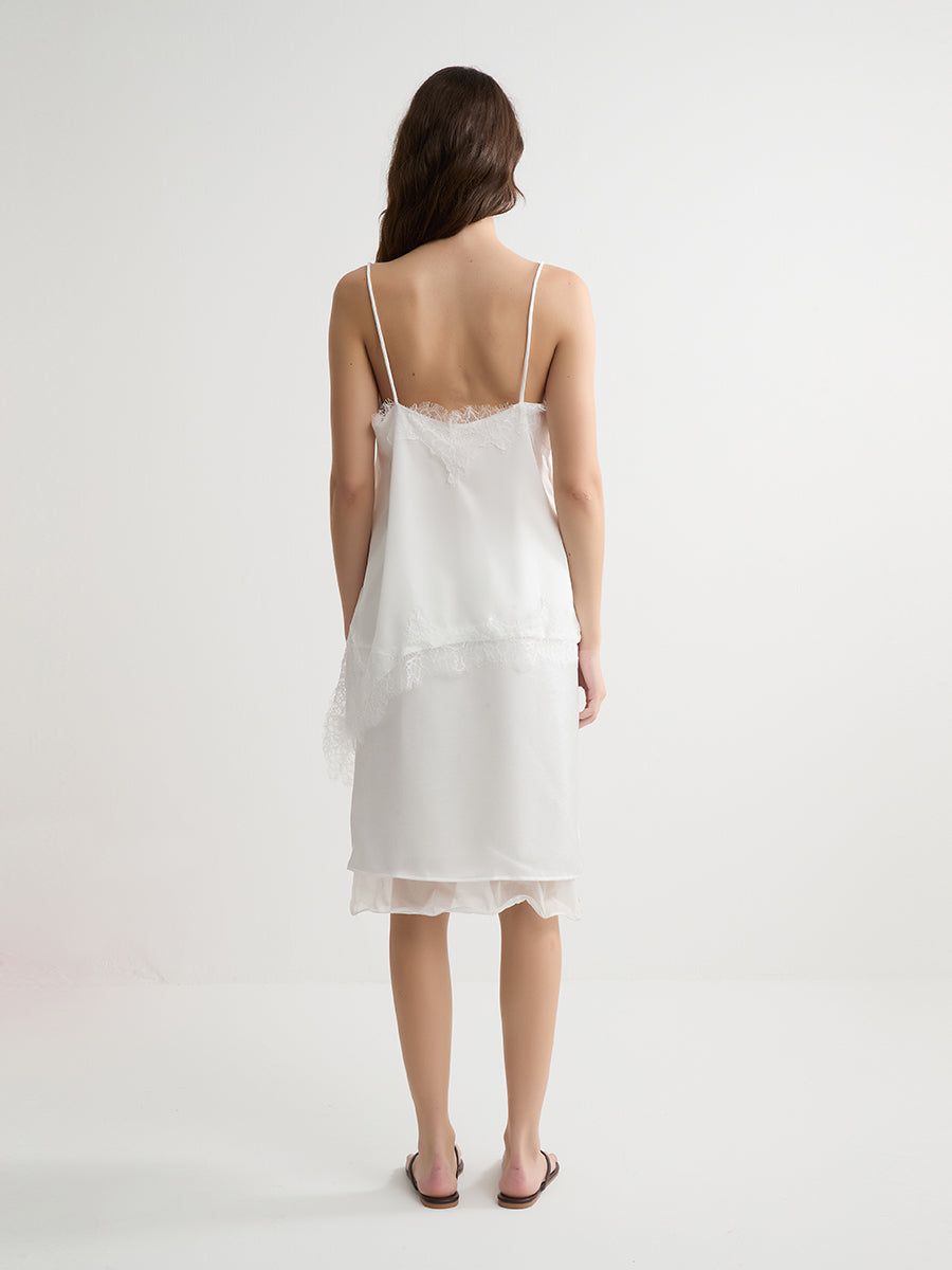 Lace-Trimmed Asymmetric Camisole Top
