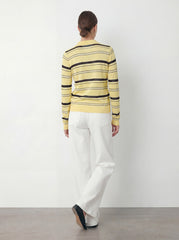 Striped Long Sleeve Polo Top