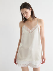 Lace-Trimmed Satin Camisole Top