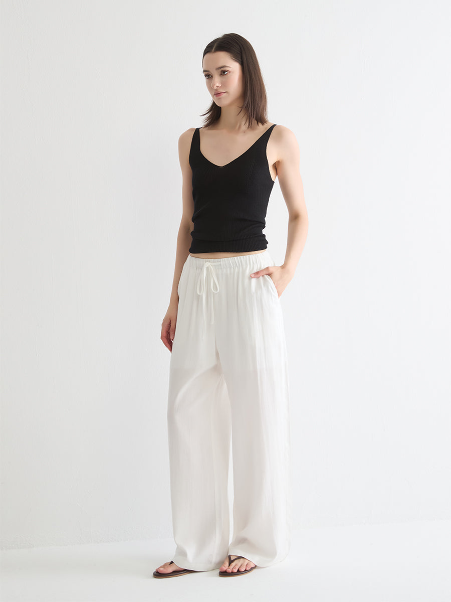 Mid-Rise Wide-Leg Linen Pant