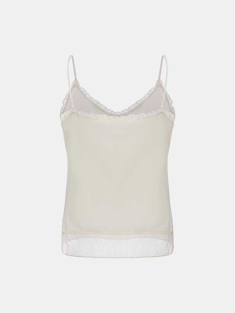 Lace-Trimmed Suede Camisole Top