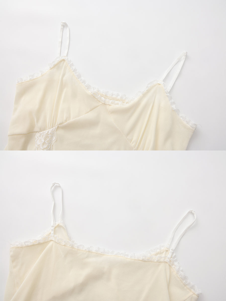 Lace-Trimmed Suede Camisole Top