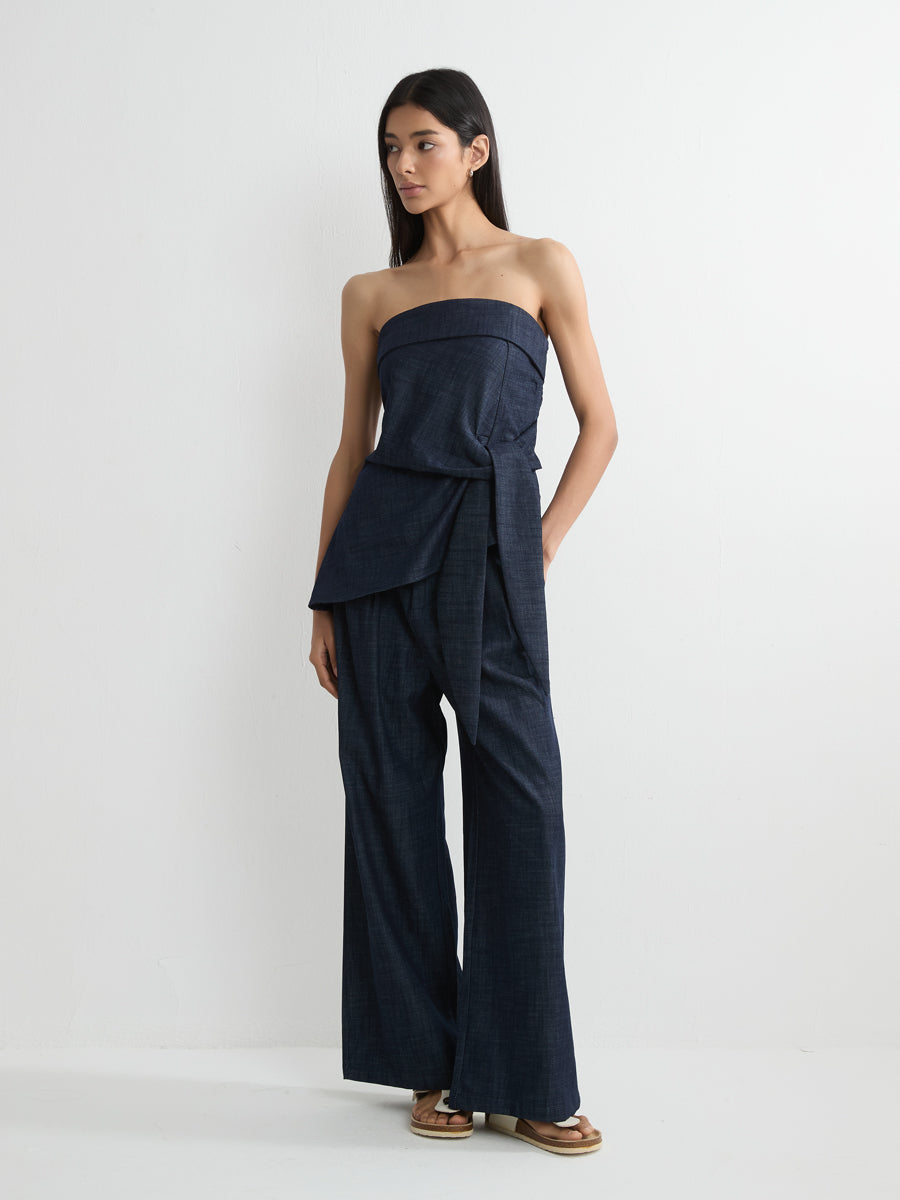 Denim-Effect Tube Top